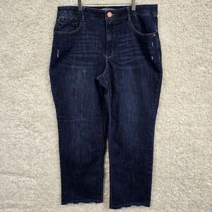 Democracy Ab Technology Jeans Women's Size 16 Dark Wash Straight Leg Distressed